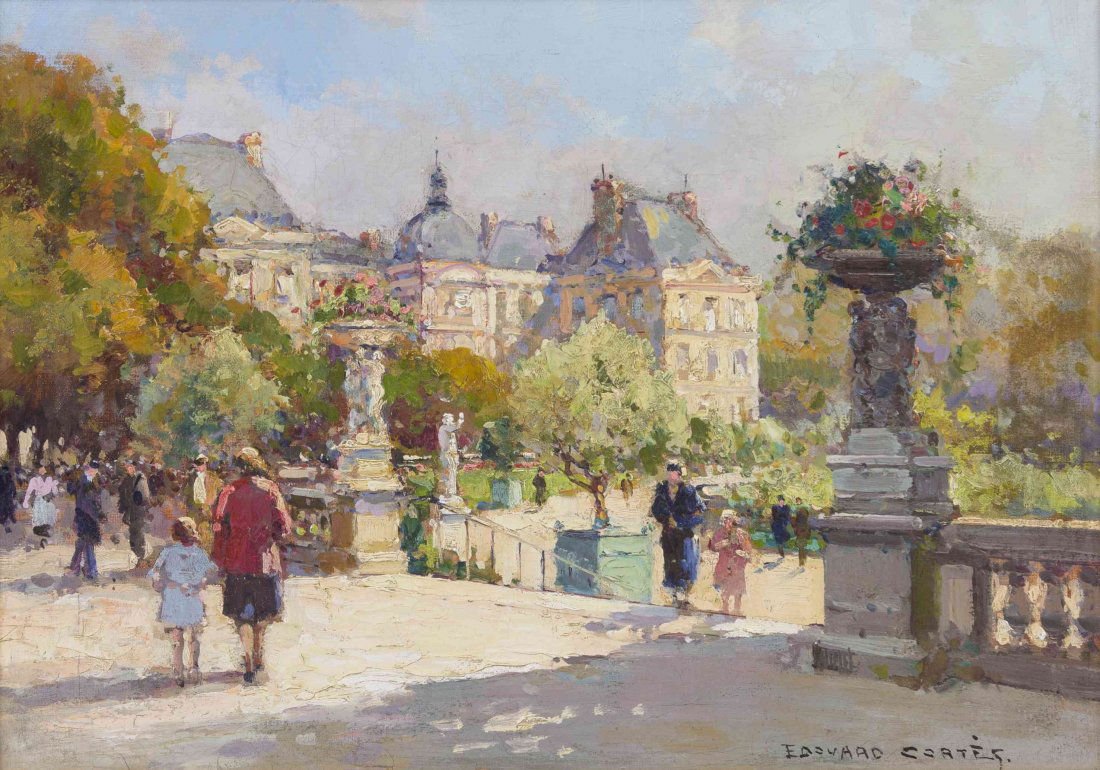 Edouard Leon Cortes, (French, 1882-1969), Park Scene: Edouard Leon Cortes (French, 1882-1969) Park Scene oil on canvas signed Edouard Cortes (lower right) 15 x 18 inches