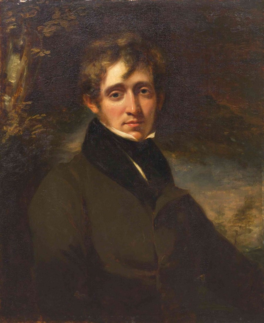 John Opie, (British, 1761-1807), Portrait of a Man,: John Opie (British, 1761-1807) Portrait of a Man, Said to be the Poet Thomas Moore oil on canvas 29 7/8 x 24 7/8 inches. Provenance: Collection of Walter McElreath Gifted to The High Museum of Art, At