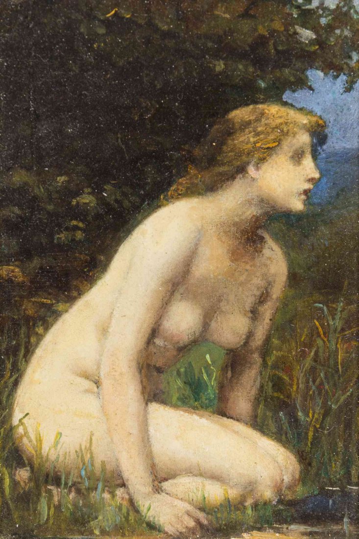 British School, (19th century), Nude Studies (two: British School (19th century) Nude Studies (two works) oil on board Largest: 6 x 8 1/2 inches.