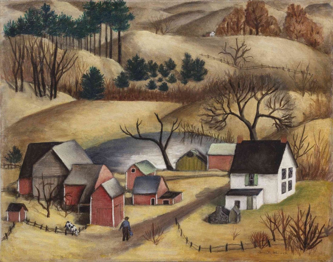 Lucile E. Lundquist Blanch, (American, 1895-1981),: Lucile E. Lundquist Blanch (American, 1895-1981) Landscape with a Farm oil on canvas signed Lucile Blanch (lower right) 16 x 20 inches.