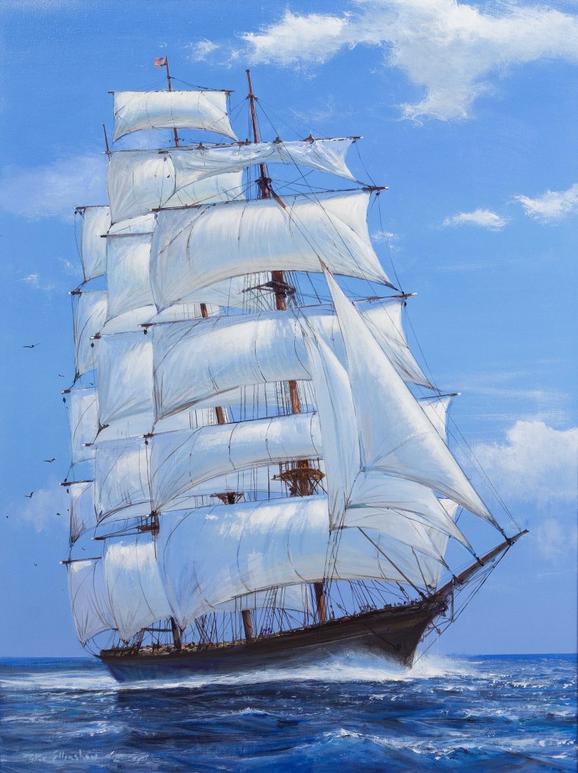 Peter Ellenshaw, (American, 1913-2007), The Cutty Sark,: Peter Ellenshaw (American, 1913-2007) The Cutty Sark, 1992 oil on canvas signed Peter Ellenshaw and dated (lower left) 39 1/2 x 29 1/2 inches. Property from the Estate and Trust of Elise Reeder Olton,