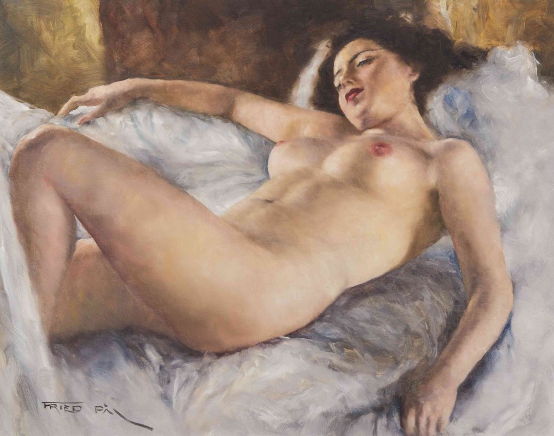 Pal Fried, (American/Hungarian, 1893-1976), Sleeping: Pal Fried (American/Hungarian, 1893-1976) Sleeping Beauty oil on canvas signed Fried Pal (lower left); titled (verso) 24 x 30 1/2 inches. Condition: There is light surface dust throughout; under UV li