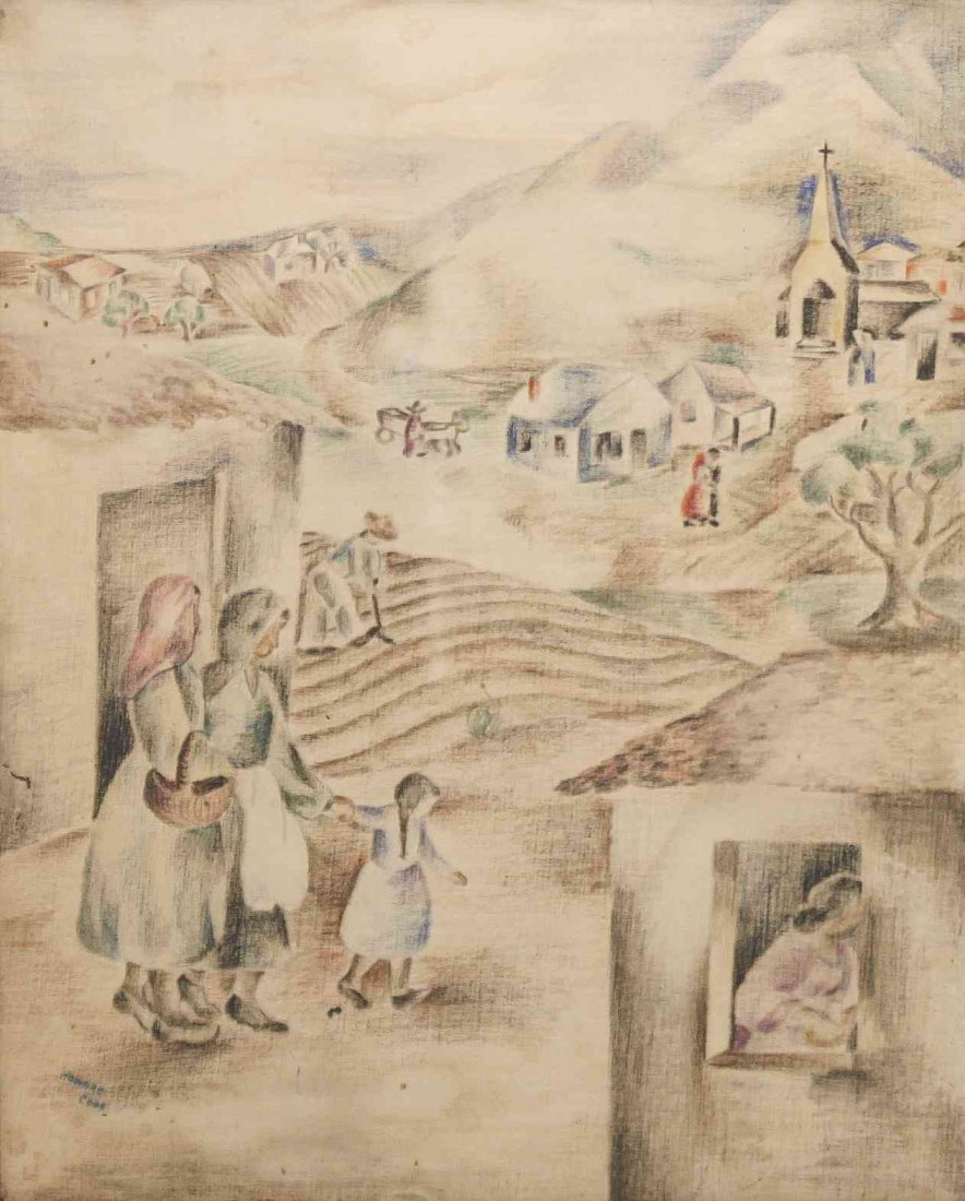 Howard Norton Cook, (American, 1901 - 1980), Untitled: Howard Norton Cook (American, 1901 - 1980) Untitled oil on canvas signed Howard Cook (lower left) 21 x 17 inches.