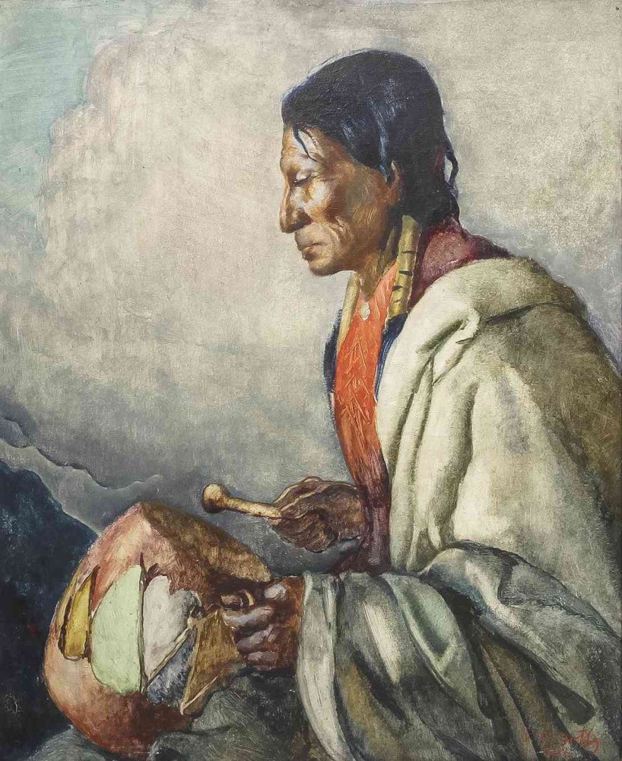 John William Orth, (American, 1899-1976), Hum Drum: John William Orth (American, 1899-1976) Hum Drum oil on canvas signed JW Orth/Taos (lower right) 23 1/2 x 19 1/2 inches. Property sold to benefit the acquisition fund of the Petrie In