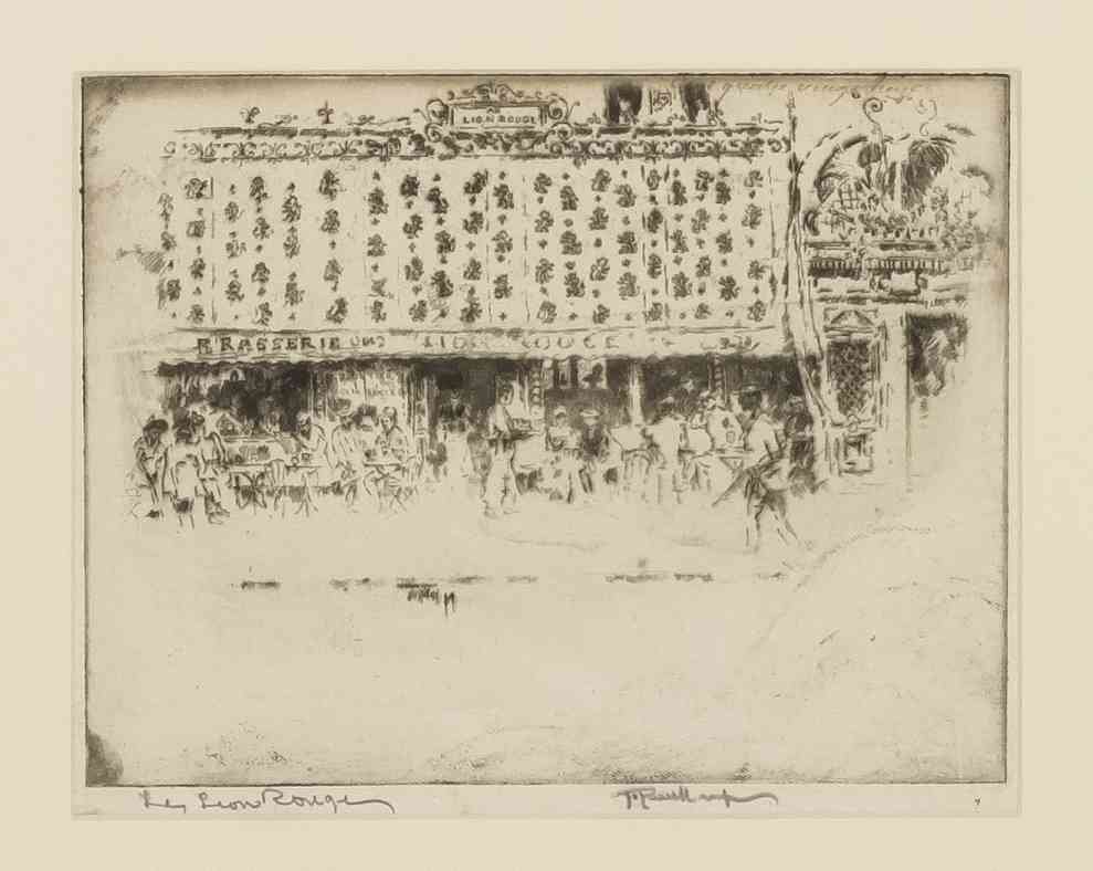 Joseph Pennell, (American, 1860-1926), Brasserie, Au: Joseph Pennell (American, 1860-1926) Brasserie, Au Lion Rouge, 1893 etching signed J. Pennell (lower right) 6 1/2 x 8 3/8 inches.