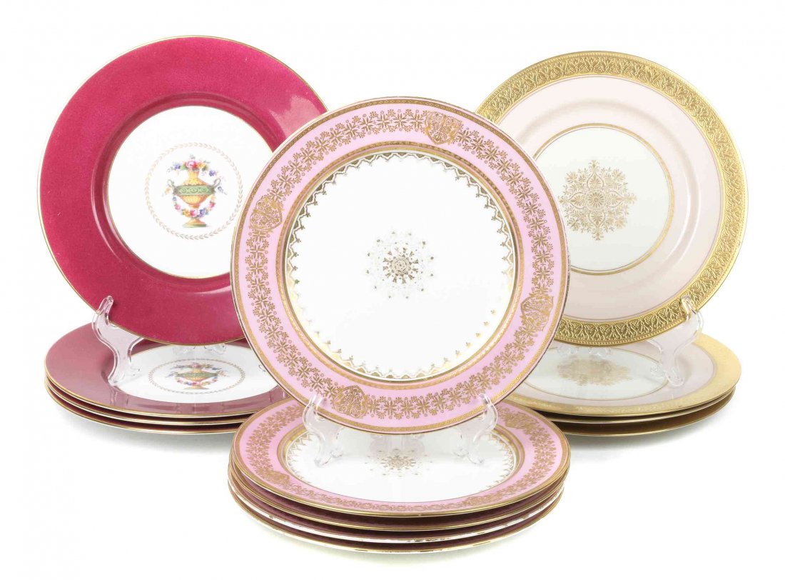 A Collection of Continental and American Porcelain,: A Collection of Continental and American Porcelain, comprising thirteen Spode Copeland dinner plates, four compotes, two taller compotes, eleven luncheon plates, seven salad plates, twelve similar din