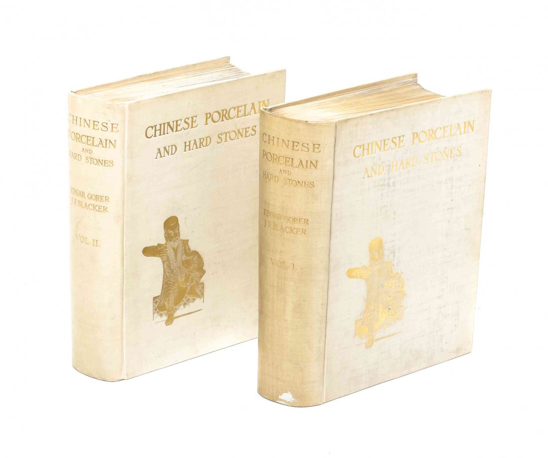 Chinese Porcelains and Hardstones, Edgar Gorer and J.: Chinese Porcelains and Hardstones, Edgar Gorer and J. F. Blacker, comprising two volumes, published by Bernard Quaritch, London, 1911, produced and printed by The Menpes Printing and Engraving Company