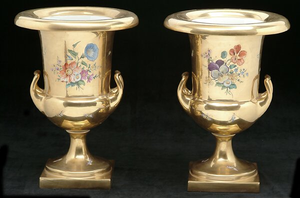 PAIR OF BERLIN PORCELAIN LARGE URNS