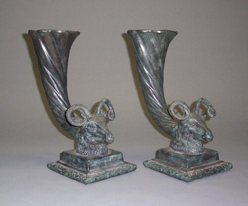 PAIR OF EMPIRE STYLE BRONZE CORNUCOPIA V