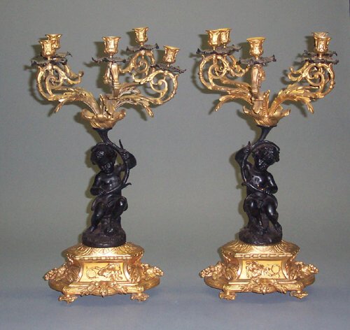 PAIR OF LOUIS XV STYLE GILT-METAL AND BR