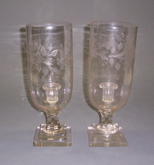 PAIR OF REGENCY STYLE HURRICANE CANDLEST