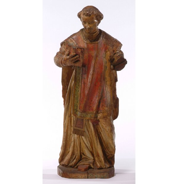 SPANISH CARVED WOOD FIGURE OF A SAINT