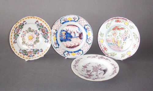 THREE POLYCHROME DELFT DISHES
