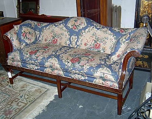 CHIPPENDALE STYLE MAHOGANY AND UPHOLSTER