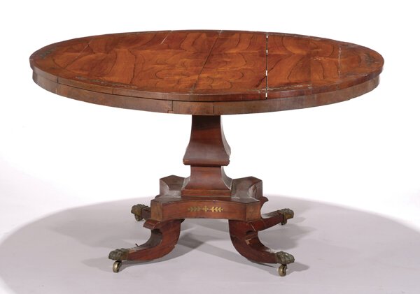 REGENCY ROSEWOOD AND BRASS INLAID BREAKF