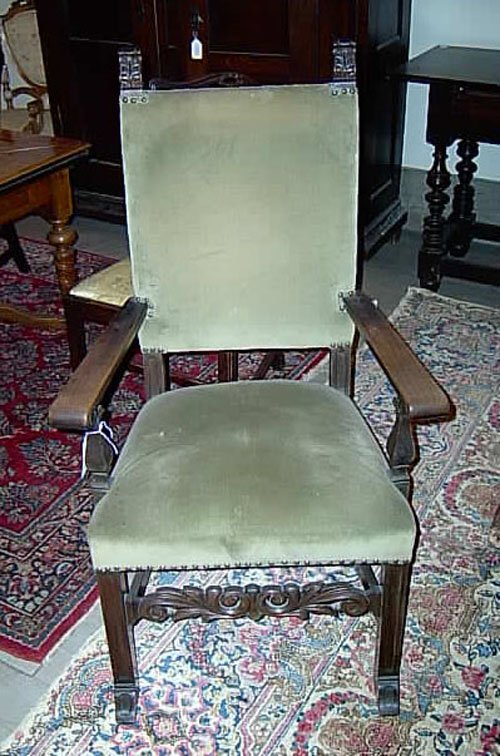 SET OF SIX 17TH C. STYLE WALNUT & UPHOLS