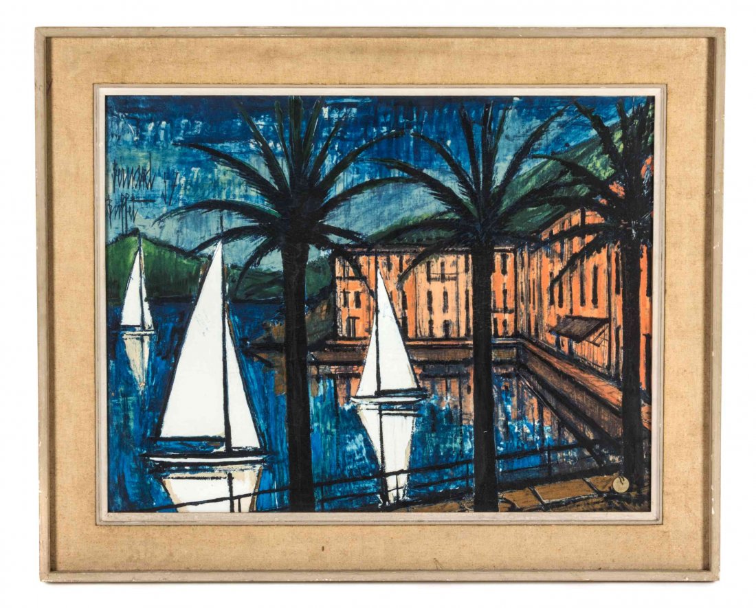 Bernard Buffet, (French, 1928-1999), Le Port de: Bernard Buffet (French, 1928-1999) Le Port de Beaulier, 1957 color lithograph 19 x 25 inches.