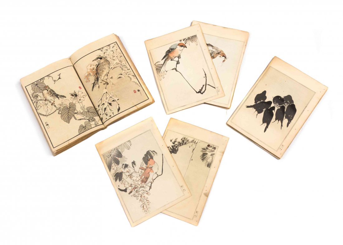 Various Artists, , Kono Bairei (1844-1895) Picture: Various Artists Kono Bairei (1844-1895) Picture Album of One Hundred Birds, volume 1 of 2, 1884 Watanabe Seitei (1851-1918) Picture Album of Flowers and Birds, volume 1 Ohara Koson (Shoson) (1877-1945
