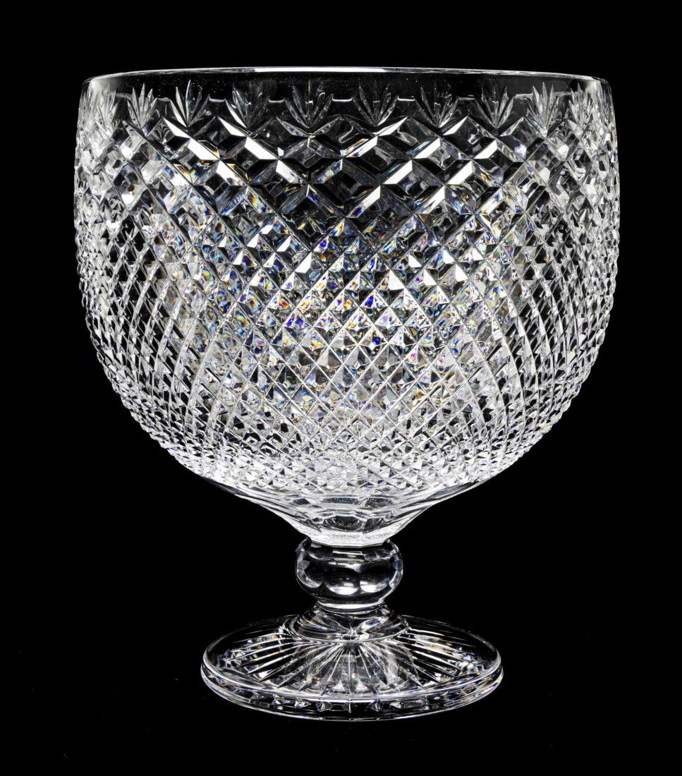 A Baccarat Cut Glass Punch Bowl, Height 13 X Diameter