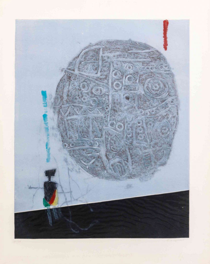 James Coignard, (French, 1925-2008), Terre des Autres: James Coignard (French, 1925-2008) Terre des Autres color etching edition 11/60, signed J. Coignard (lower right) 19 1/2 x 15 3/4 inches. Property from the Estate of Jean Friedlander, Milwaukee, Wisco