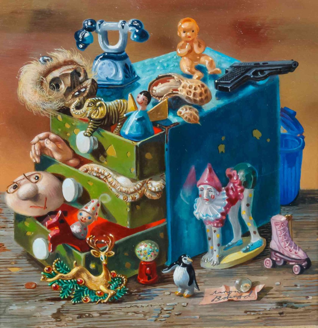 Aaron Bohrod, (Wisconsin, 1907-1992), Small Wonder,: Aaron Bohrod (Wisconsin, 1907-1992) Small Wonder, 1984 oil on board signed Aaron Bohrod (lower right); titled (verso) 7 5/8 x 7 5/8 inches.