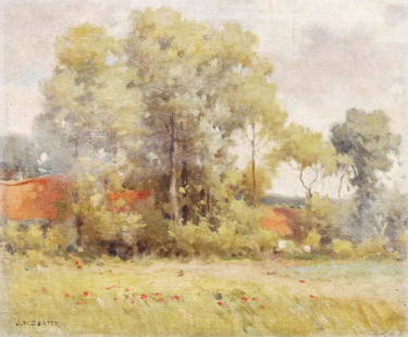 John William Beatty, (Canadian, 1869-1941), Summer: John William Beatty (Canadian, 1869-1941) Summer Field oil on board signed J. W. Beatty (lower left) 14 5/8 x 17 3/4 inches.