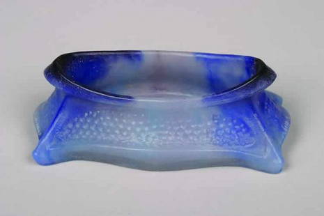 An A Walter Pate de Verre Vide Poche,: An A Walter Pate de Verre Vide Poche, of oval form, signed "A Walter Nancy" and "Alinos".Width 8 inches.