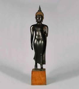 728: A Thai Bronze Figure of the Walking Budd