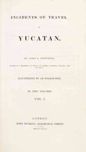 STEPHENS, JOHN L. Incidents of Travel in Yucatan.: (MEXICO) STEPHENS, JOHN L. Incidents of Travel in Yucatan. London: John Murray, 1843. 2 vols. 8vo, contemporary 3/4 red morocco over marbled boards, gilt-decorated and lettered spines, t.e.g. With