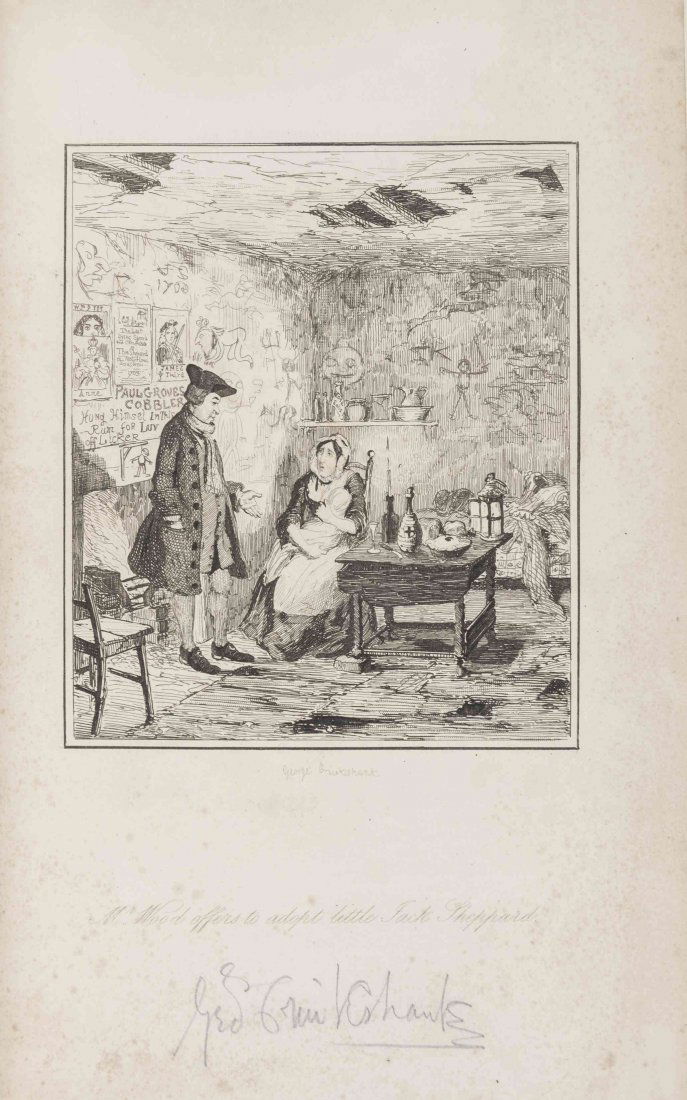 (CRUIKSHANK, GEORGE) AINSWORTH, WILLIAM HARRISON.: (CRUIKSHANK, GEORGE) AINSWORTH, WILLIAM HARRISON [Illustrations to Accompany Jack Sheppard.] [London:] s.n., [1839] 8vo, bound in light blue crushed morocco, gilt-tooled and lettered spine, t.e.g. A c