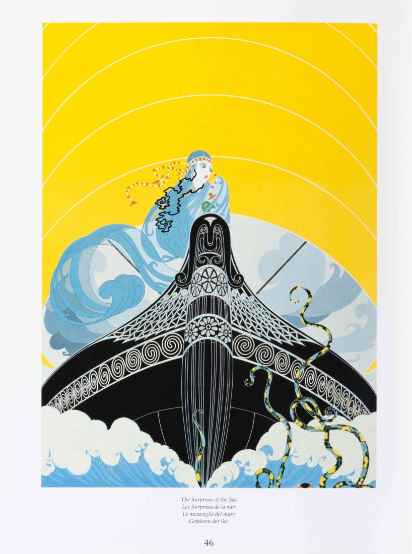 ERTE, ROMAIN DE TIRTOFF. Erte at Ninety-Five. NY,: ERTE, ROMAIN DE TIRTOFF Erte at Ninety-Five. The Complete New Graphics, The Extended Edition. New York: E.P. Dutton, (1987). Folio, with polychrome bronze relief 'Rigoletto' mounted on cover with inci