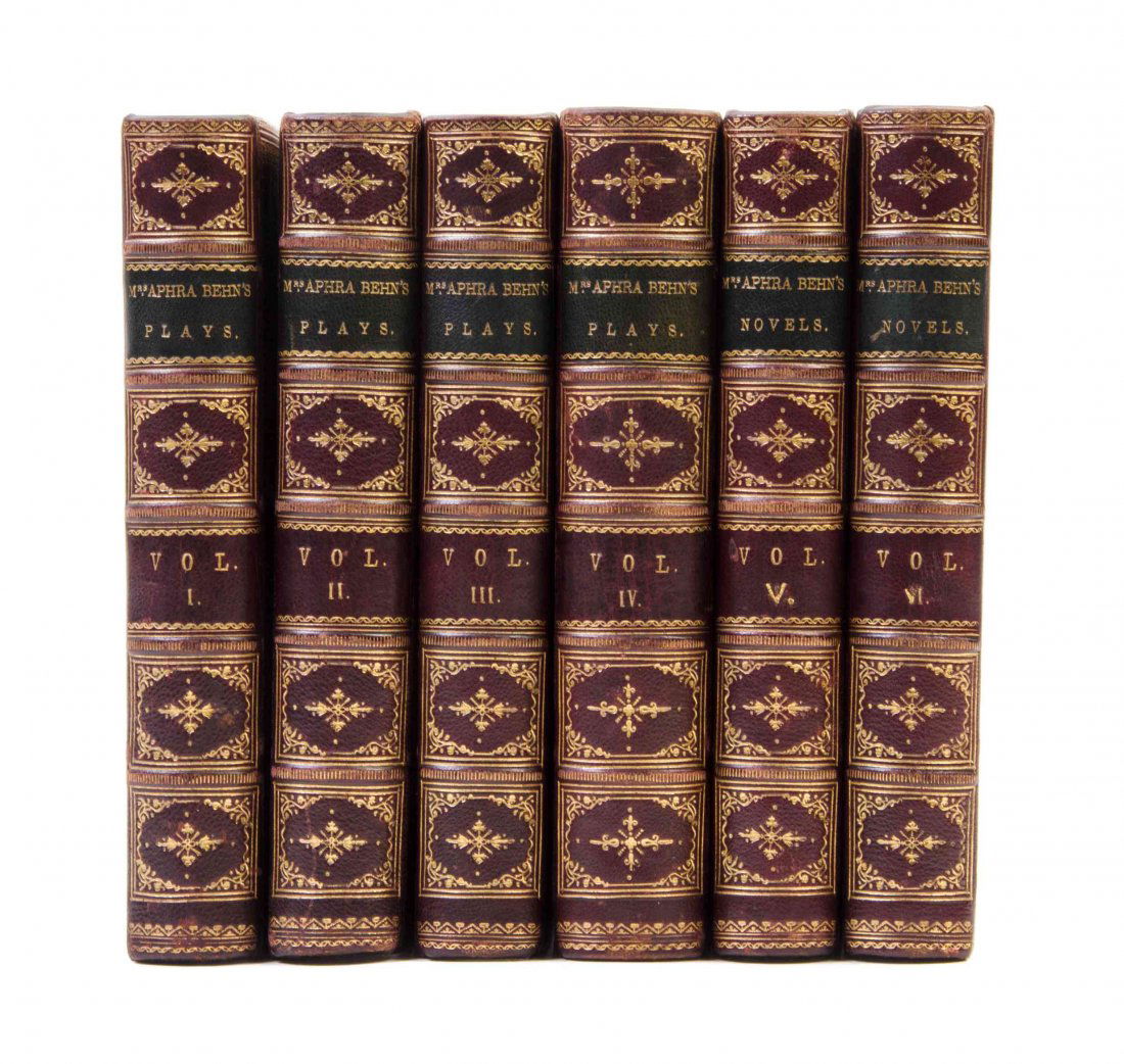 (COLLECTED WORKS) BEHN, APHRA. The Plays, Histories,: (COLLECTED WORKS) BEHN, APHRA The Plays, Histories, and Novels of the Ingenious Mrs. Aphra Behn. With Life and Memoirs. London: John Pearson, 1871. 6 vols. 8vo, gilt-decorated maroon morocco, gilt-let
