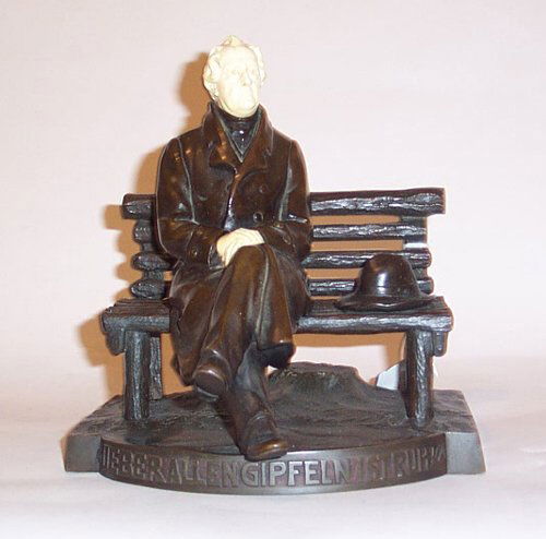 GERMAN SCHOOL (19TH C. ) UEBER ALLEN EN: GERMAN SCHOOL (19TH C. ) UEBER ALLEN EN GIPFELN IST RUH Bronze group, rich dark brown patina with ivory. Height: 8 in.