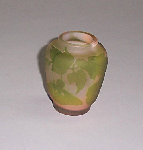 GALLE CABINET VASE Etched glass; signed i