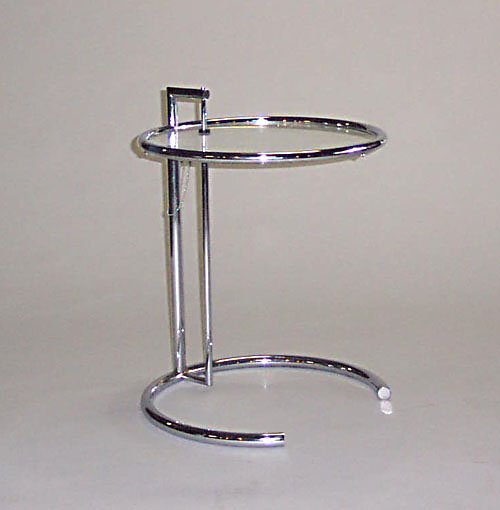 EILEEN GRAY OCCASIONAL TABLE Chromium, g: EILEEN GRAY OCCASIONAL TABLE Chromium, glass; adjustable height.