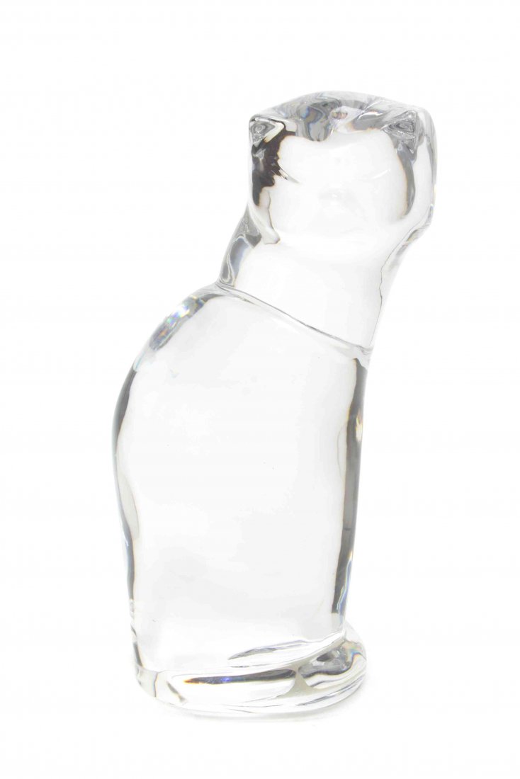 An Orrefors Crystal Cat, Height 9 1/4 inches.: An Orrefors Crystal Cat, depicted in a seated position, incised to the base. Height 9 1/4 inches.