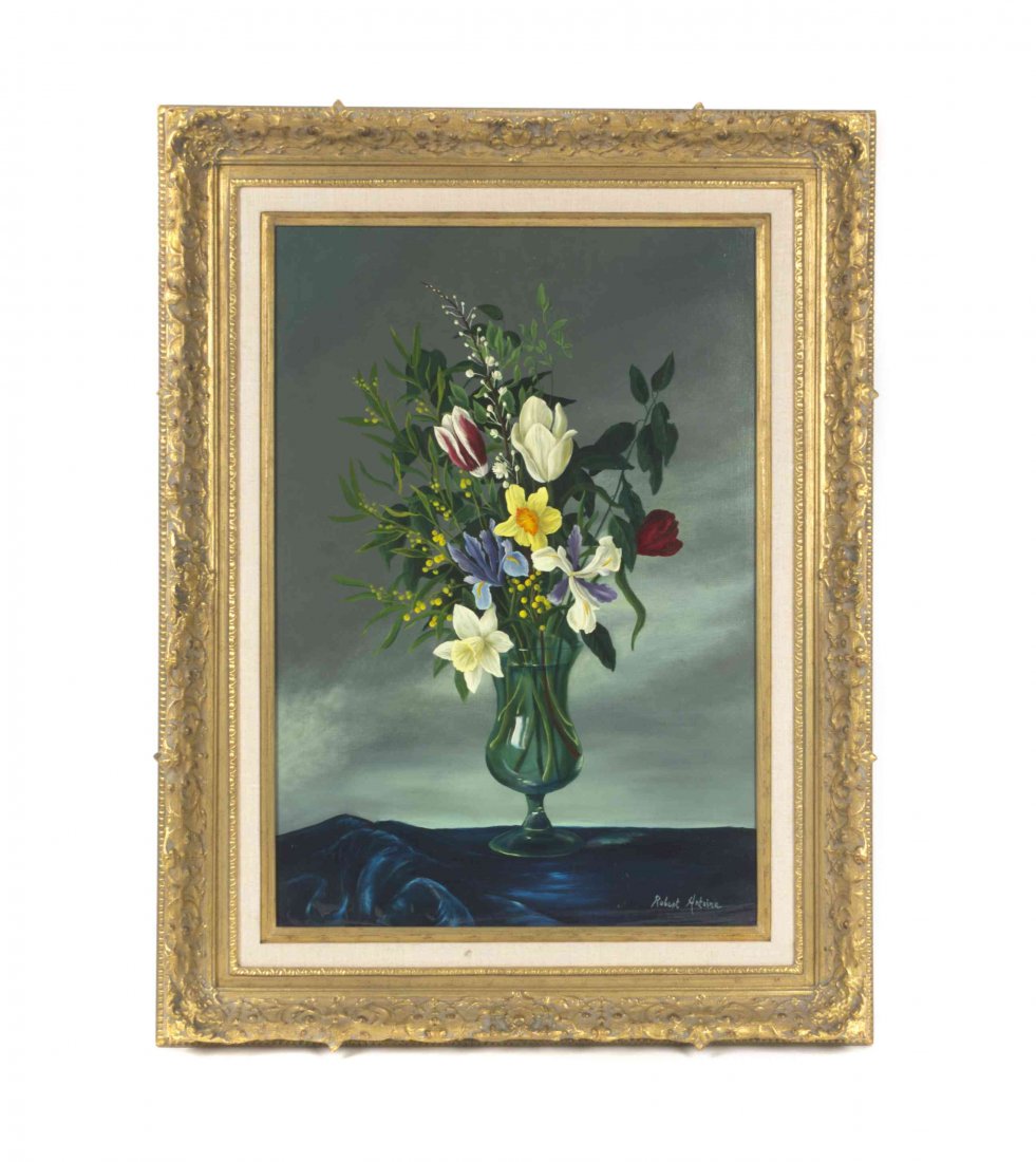 Robert Antoine, (French, 20th century), Still Life with: Robert Antoine (French, 20th century) Still Life with Flowers oil on canvas signed Robert Antoine (lower right) 21 3/4 x 15 inches.