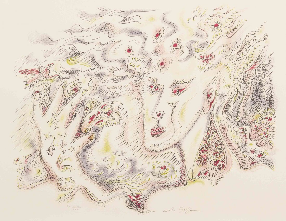 Andre Masson, (French, 1896-1987), Viviane, 1975 (from: Andre Masson (French, 1896-1987) Viviane, 1975 (from Je Reve) color lithograph edition H.C. XXIV/XXV (apart from the edition of 125), signed Andre Masson (lower right) 20 x 26 inches.