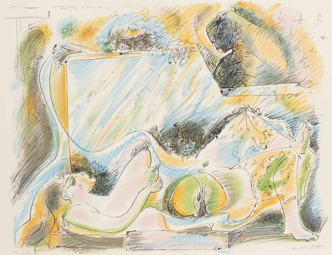 Andre Masson, (French, 1896-1987), La naissance d'Eve,: Andre Masson (French, 1896-1987) La naissance d'Eve, 1975 (from Je Reve) color lithograph edition H.C. XXIV/XXV (apart from the edition of 125), signed Andre Masson (lower right) 20 x 26 inches.