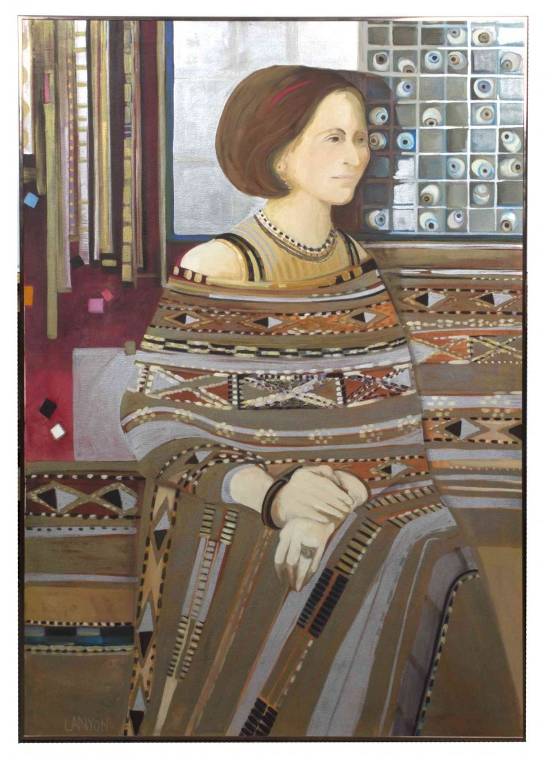 Ellen Lanyon, (American, 1926-2013), Portrait: Ellen Lanyon (American, 1926-2013) Portrait oil on canvas signed Lanyon (lower right) 51 x 35 1/2 inches.