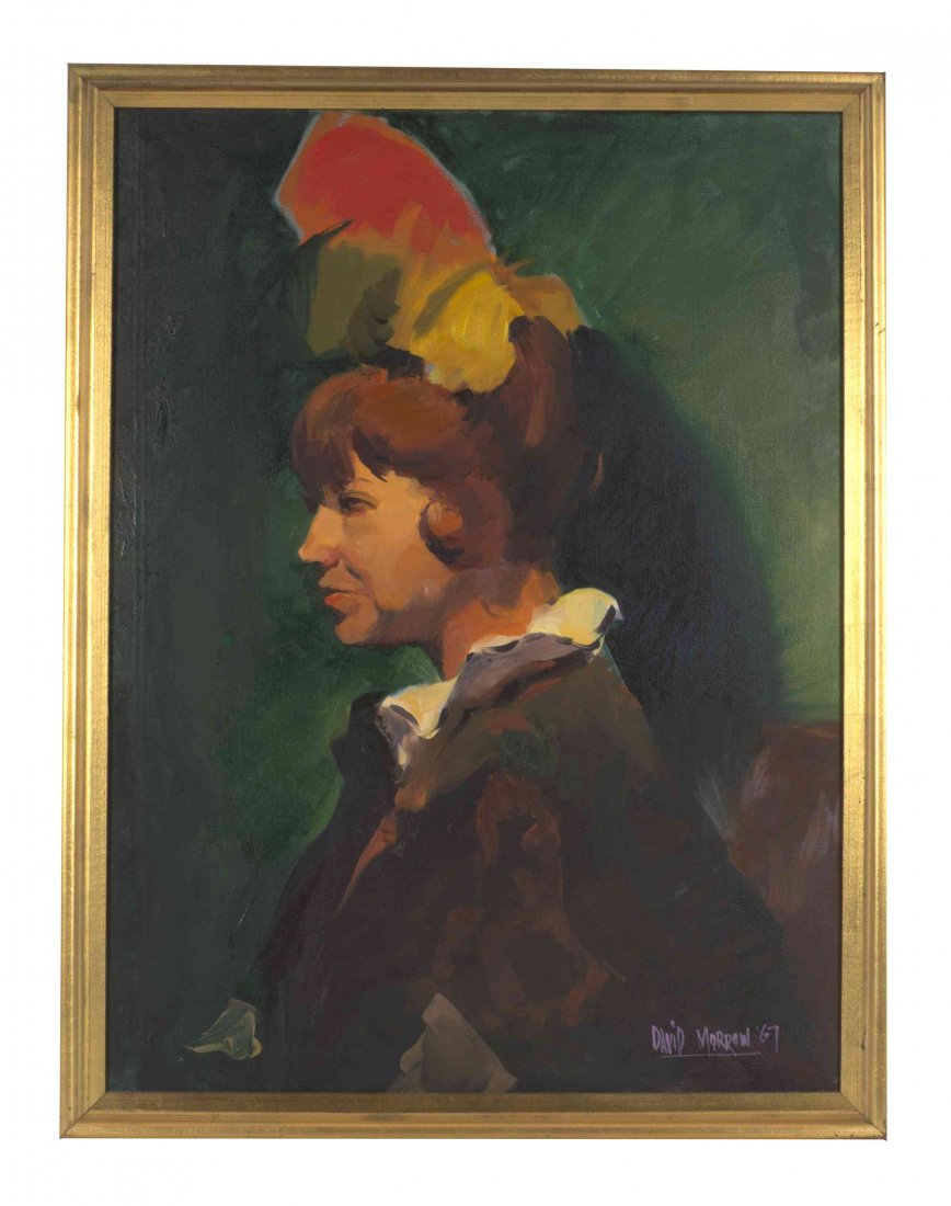 David Morrow, (20th century), Portrait of a Girl in: David Morrow (20th century) Portrait of a Girl in Profile, 1967 oil on canvas signed David Morrow and dated (lower left) 23 1/2 x 17 1/2 inches.