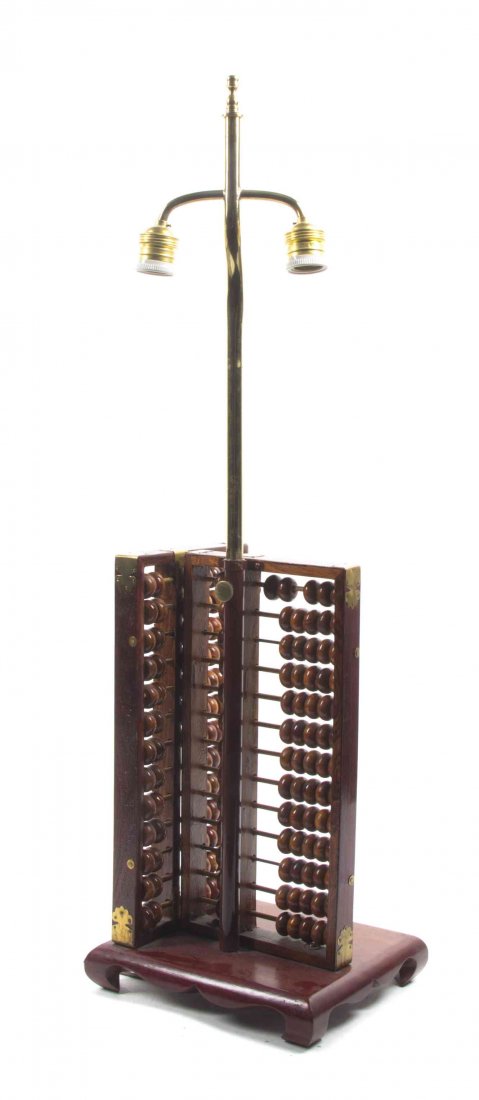 An Abacus Lamp, Height of lamp 32 inches.: An Abacus Lamp, having two perpendicular abacuses. Height of lamp 32 inches.