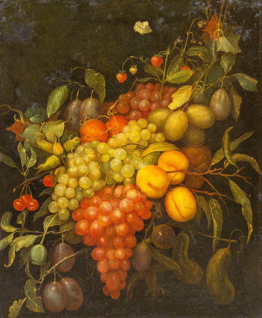 Circle of Joris van Son, (Flemish, 1623-1667), Still: Circle of Joris van Son (Flemish, 1623-1667) Still Life with Grapes and Peaches oil on canvas 26 x 21 1/2 inches. Property from the Collection of Mr. Paul Youmara, Chicago, Illinois
