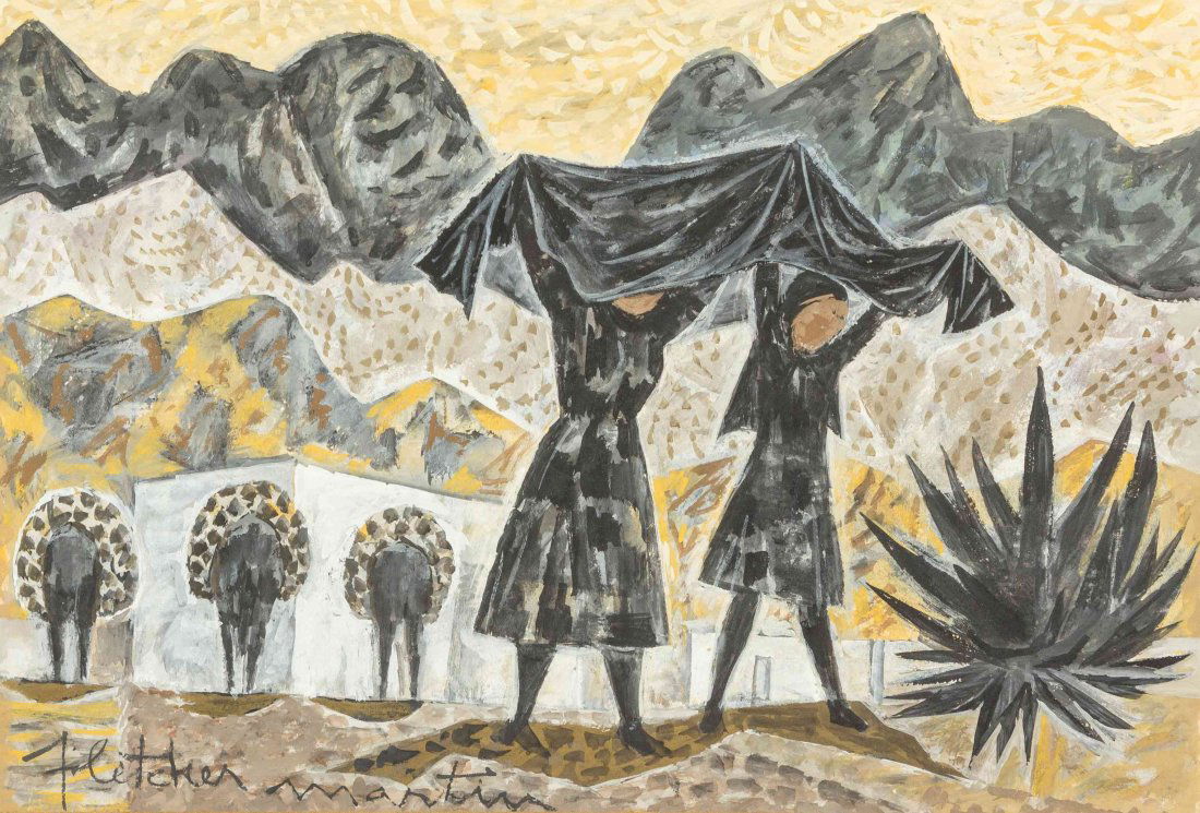 Fletcher Martin, (Spanish, 1893-1983), Mourners Mexico,: Fletcher Martin (Spanish, 1893-1983) Mourners Mexico, 1957 gouache signed Fletcher Martin (lower left) 13 x 19 inches. Property from an Important Chicago Area Collector Provenance: The Estate of Dr. R
