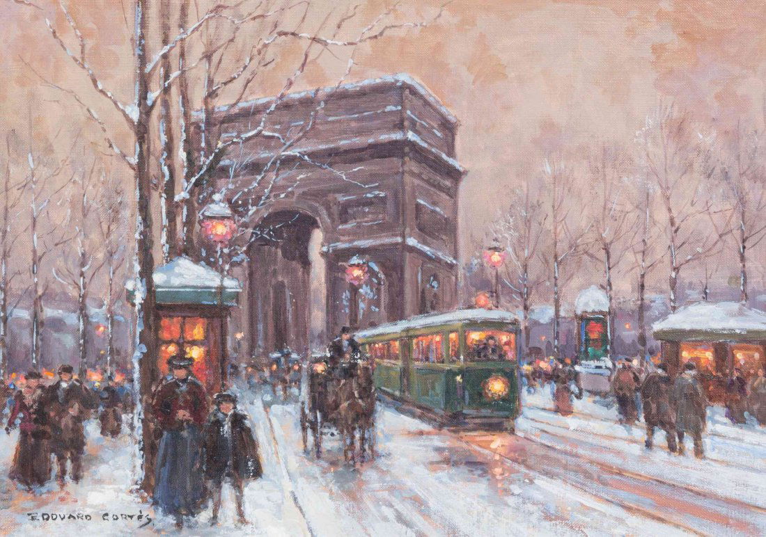 Edouard Leon Cortes, (French, 1882-1969), L'Arc de: Edouard Leon Cortes (French, 1882-1969) L'Arc de Triomphe oil on canvas signed Edouard Cortes (lower left) 13 x 18 inches. Property from the Collection of Mark Kramer, Phoenix, Arizona