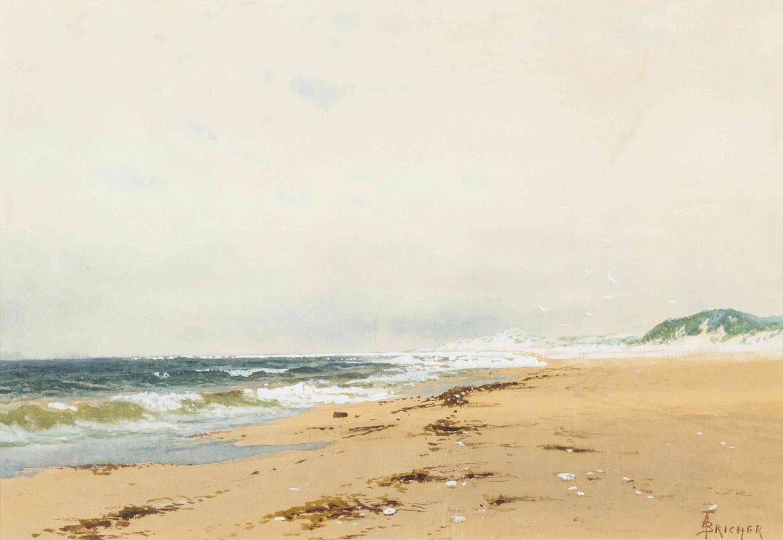 Alfred Thompson Bricher, (American, 1837-1908), Cloud: Alfred Thompson Bricher (American, 1837-1908) Cloud Shadows, Southhampton watercolor signed A.T. Bricher (lower right) 13 1/4 x 19 1/4 inches. Property from the Collection of Mark F. Arendt, Munster, 