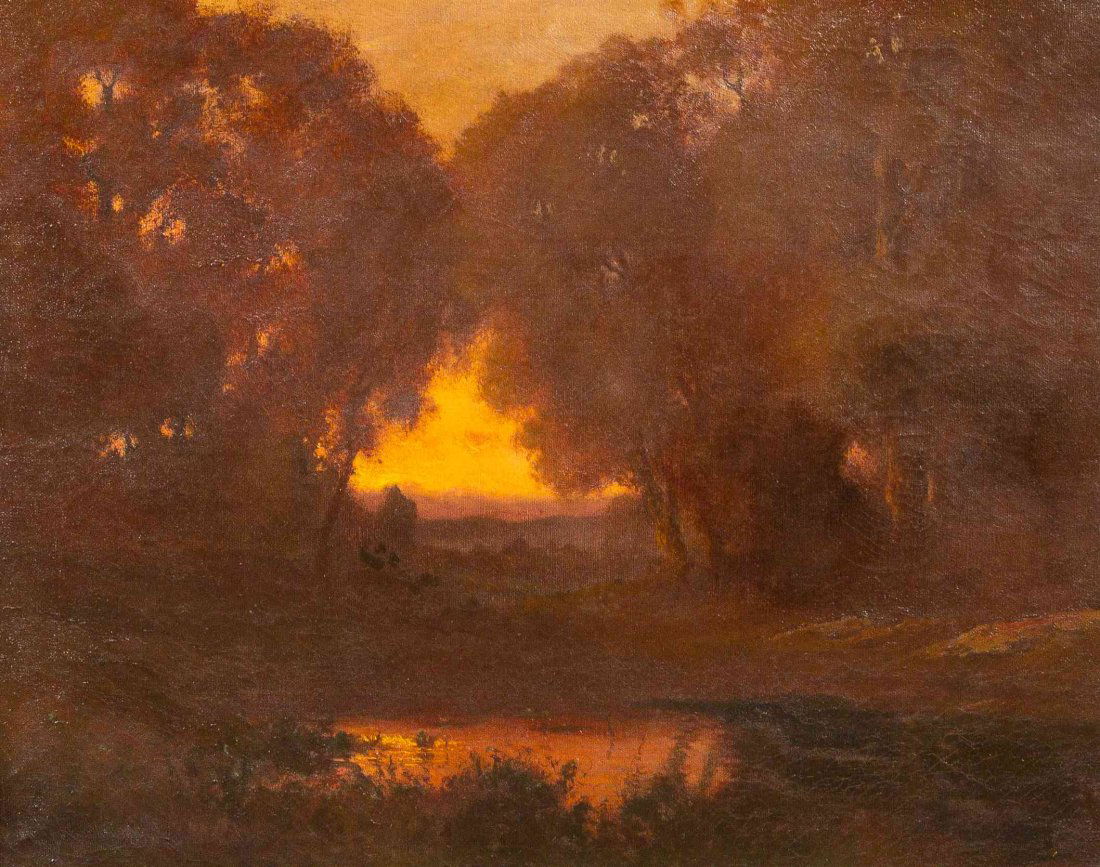 Carl Henrik Jonnevold, (American, 1856-1955), Landscape: Carl Henrik Jonnevold (American, 1856-1955) Landscape oil on canvas signed C. Jonnevold (lower left) 20 1/2 x 17 inches.