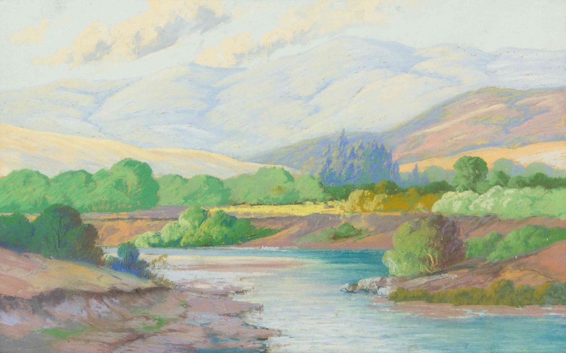 Carl Sammons, (American, 1883-1968), California: Carl Sammons (American, 1883-1968) California Landscape pastel on cardstock 11 x 17 inches. Condition: Slight mat burn along upper, left and right edges; pin dots in upper left and upper right corners