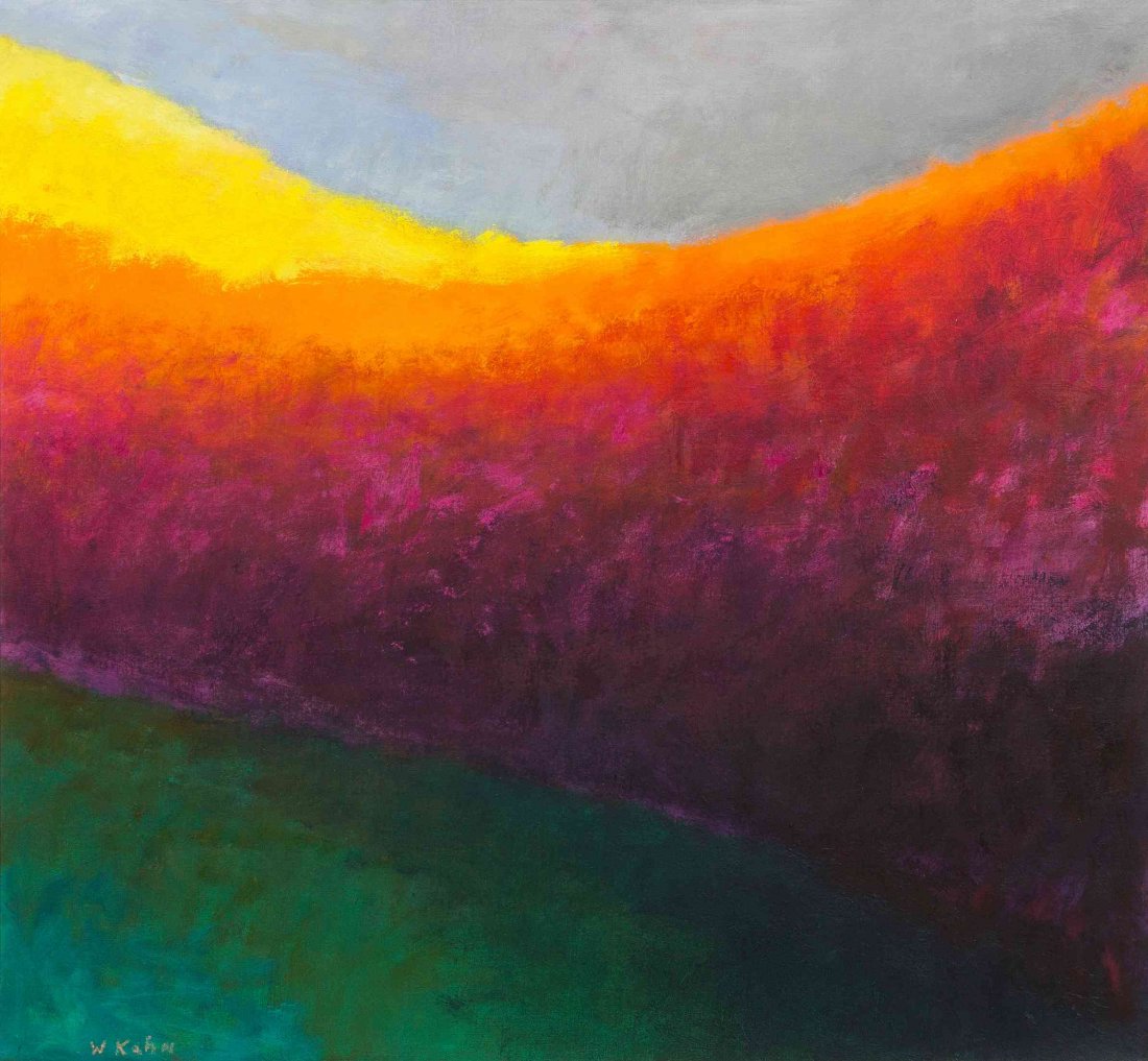 Wolf Kahn, (American/German, b. 1927), A Dip in The Hor: Wolf Kahn (American/German, b. 1927) A Dip in The Horizon, 1990 oil on canvas signed W. Kahn (lower left), titled and dated (stretcher bar) 28 x 30 inches. Property from the Collection of Myra Janco D