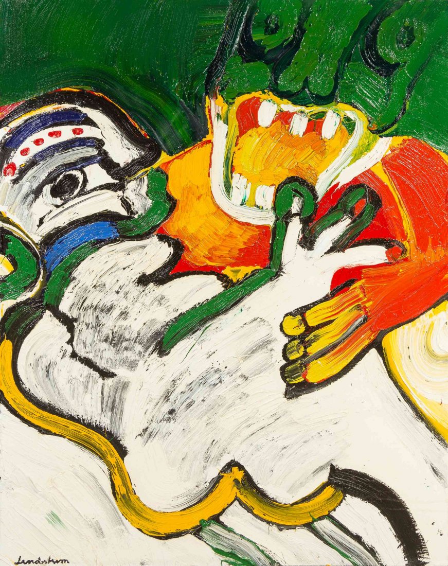 Bengt Lindstrom, (Swedish, 1924-2008), Convoitise, 1972: Bengt Lindstrom (Swedish, 1924-2008) Convoitise, 1972 oil on canvas signed Lindstrom (lower left) 57 3/4 x 45 inches. Property from the Estate of Rita Cohen, Palm Beach, Florida Condition: Please cont